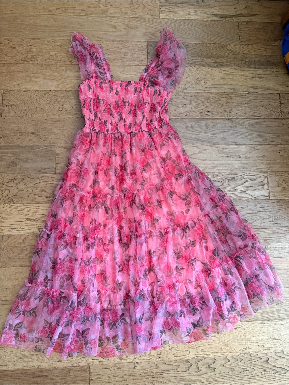 NWOT - L - PRETTY GARDEN - Pink Floral Tiered Maxi Dress - Picture 2 of 9